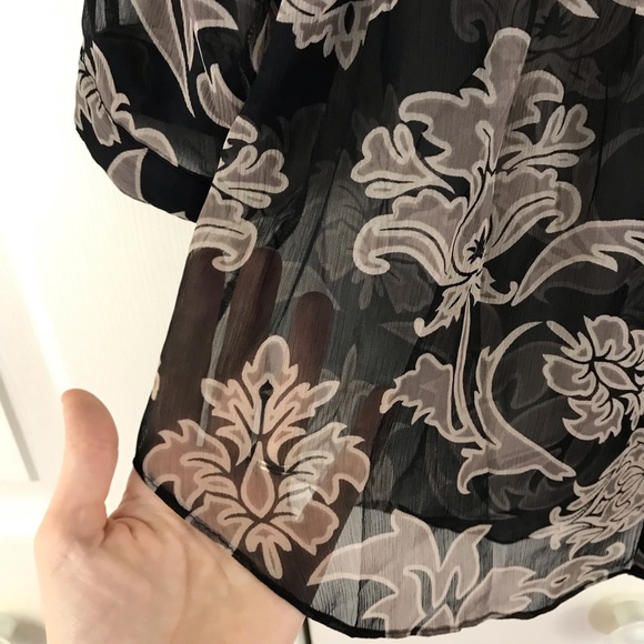 Soft Surroundings Small Sheer Top Black Floral - Picture 4 of 6